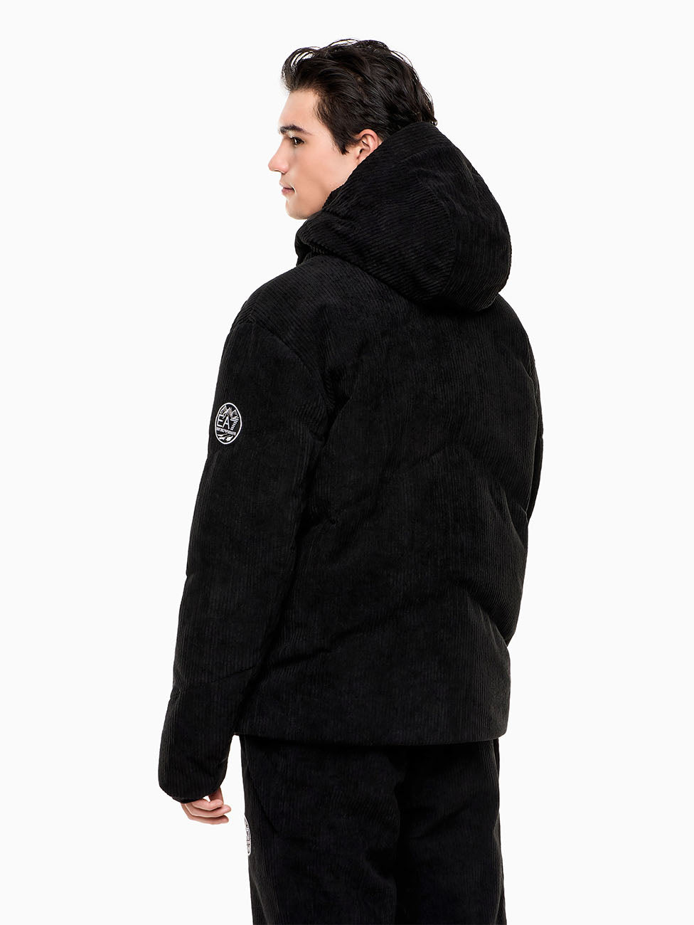 EA7 Corduroy Velour Technical Ski Down Jacket