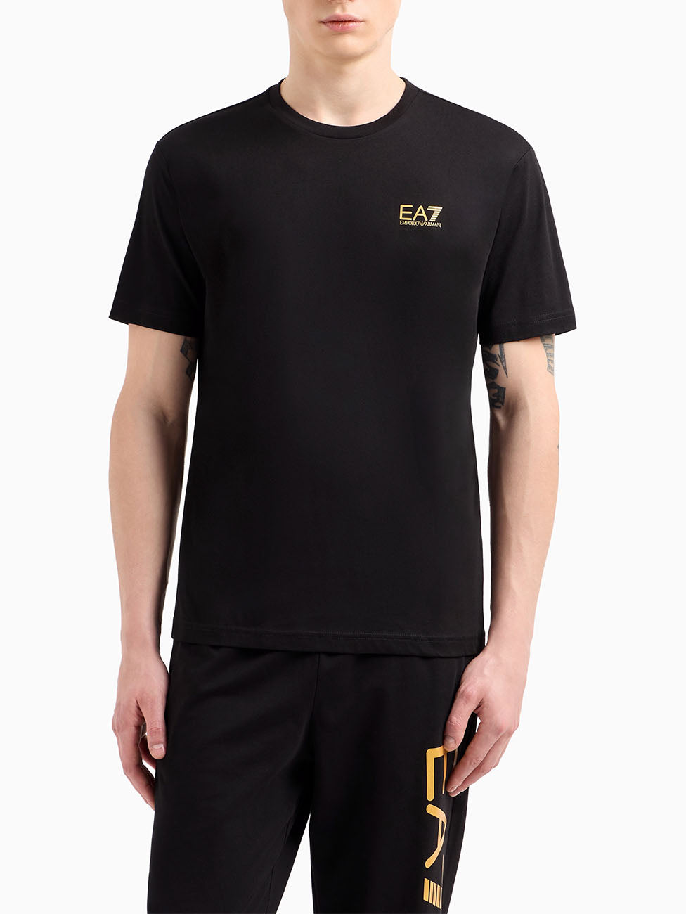 EA7 Black & Gold Logo Series Cotton T-Shirt