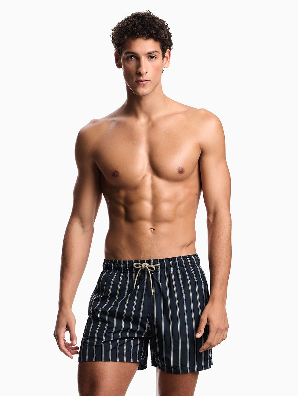 Emporio Armani Striped Print Beach Shorts