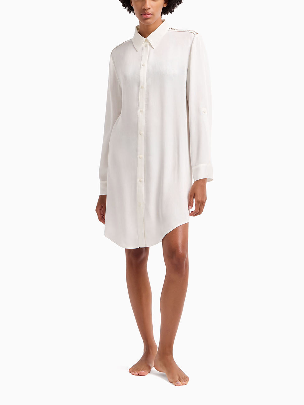 Emporio Armani Logo-Lace Beach Shirt Dress