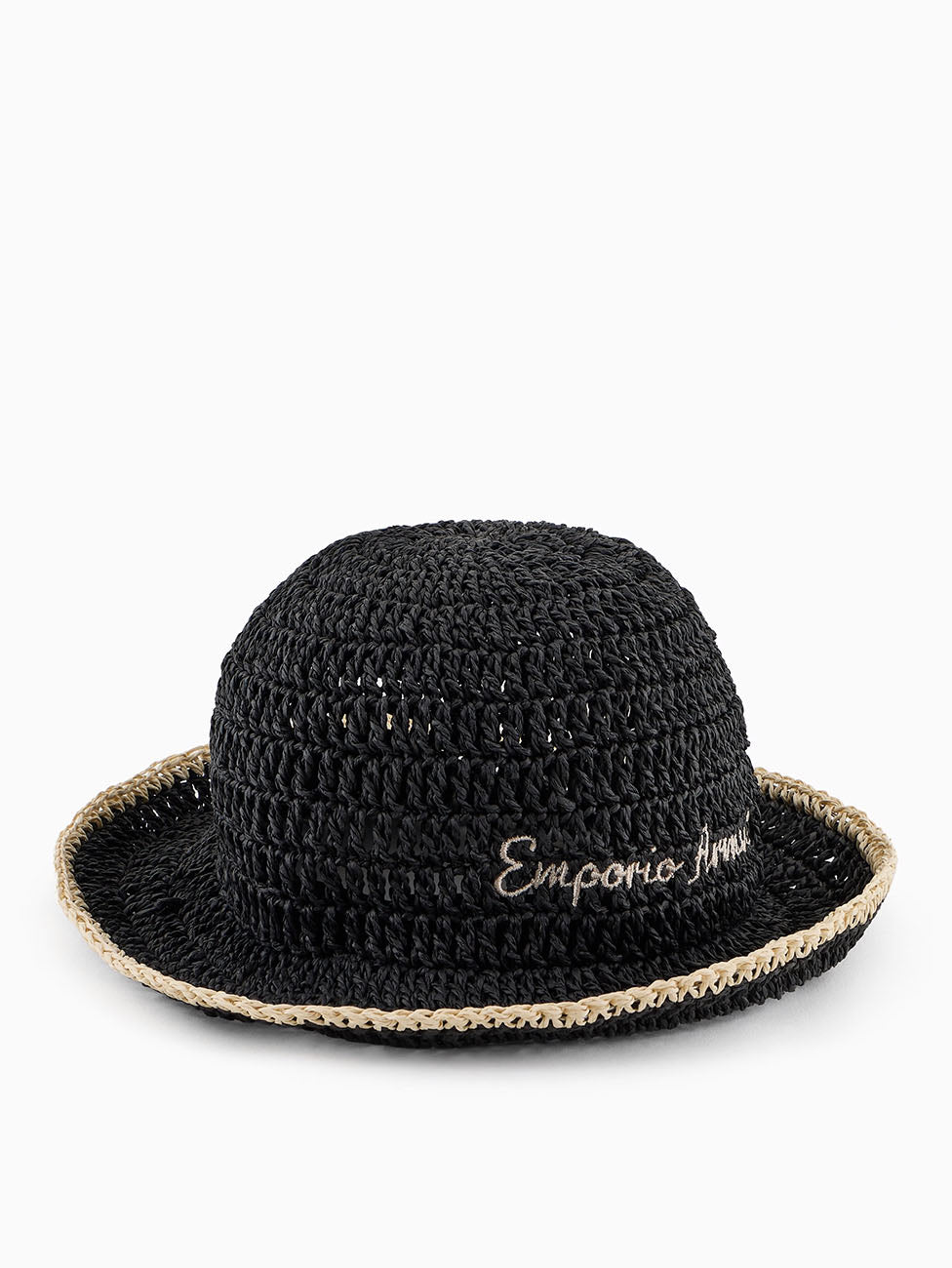 Emporio Armani Braided Paper Yarn Cloche Hat