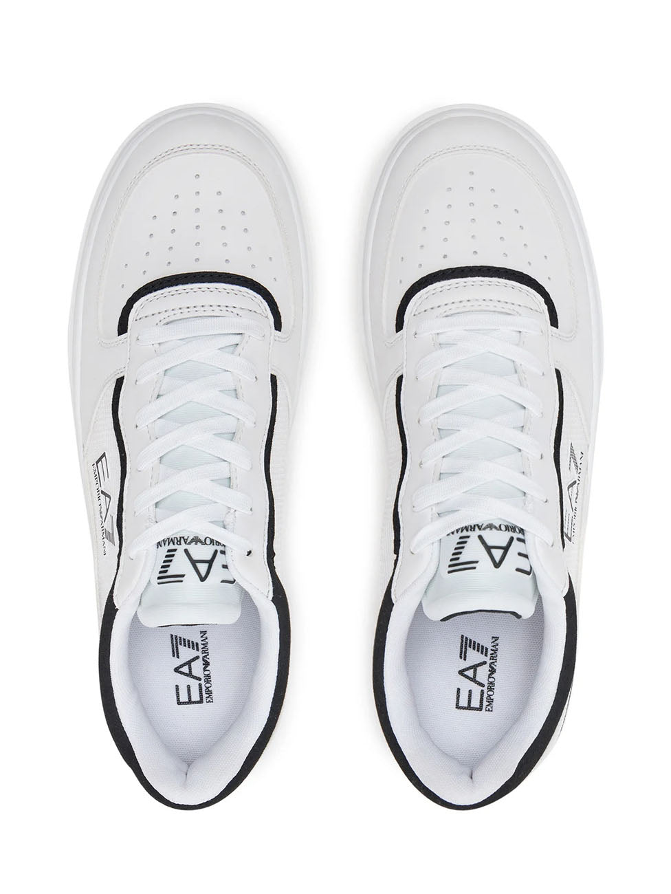 EA7 White & Black Court Premium Sneakers