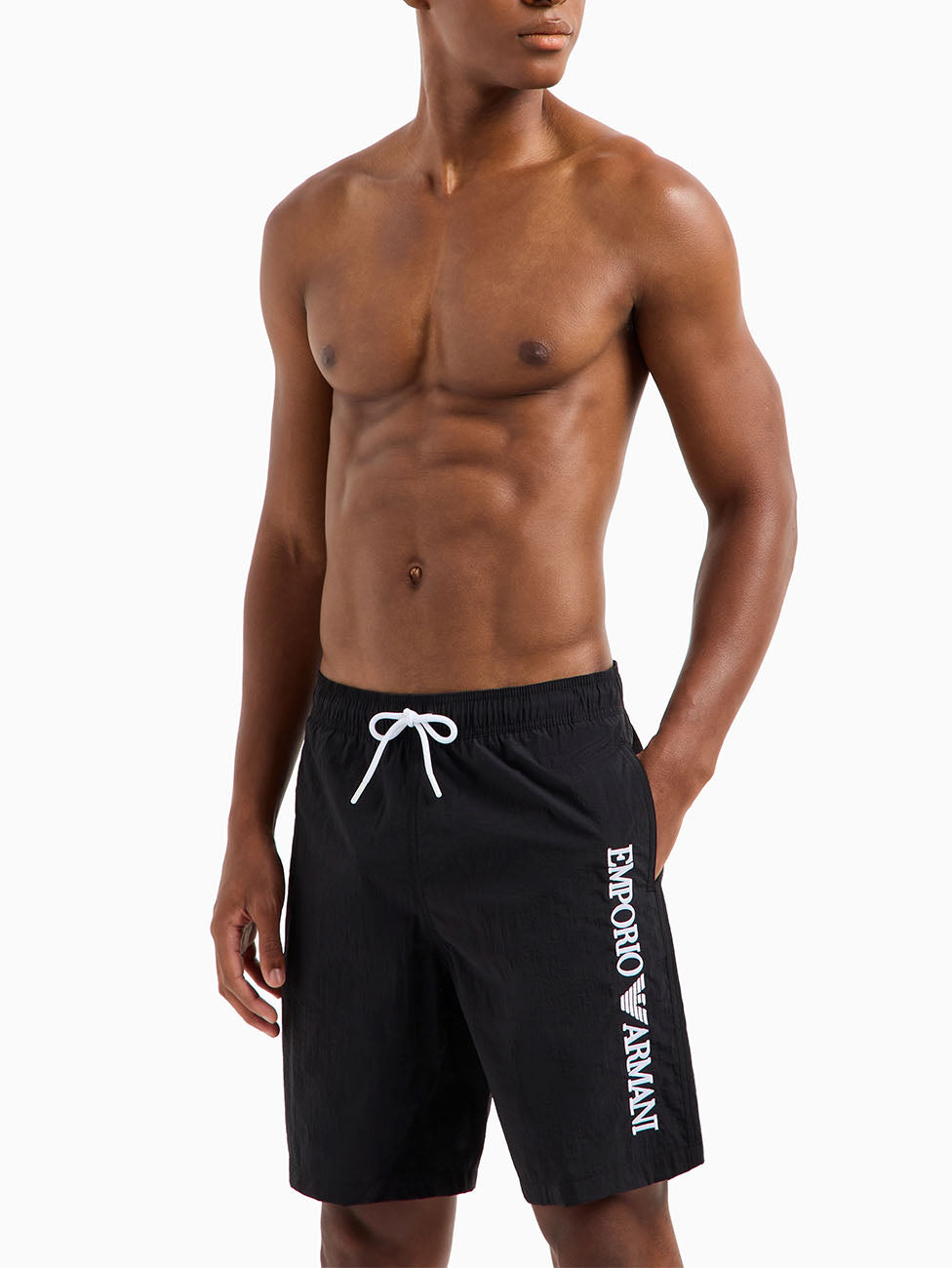 Emporio Armani Vertical Logo Beach Shorts