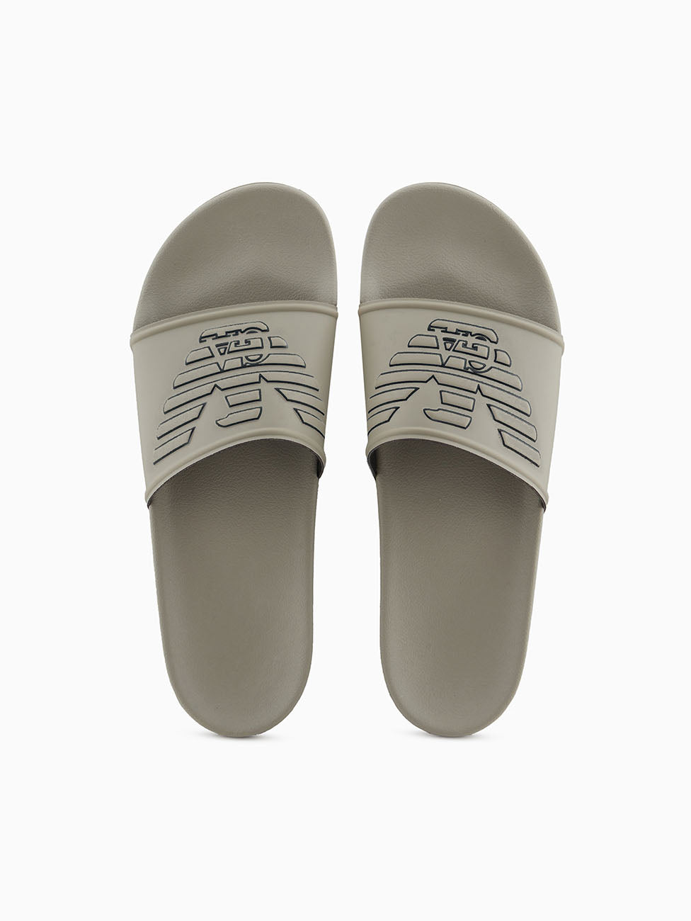 Emporio Armani Plaza Black Embossed Eagle Slippers