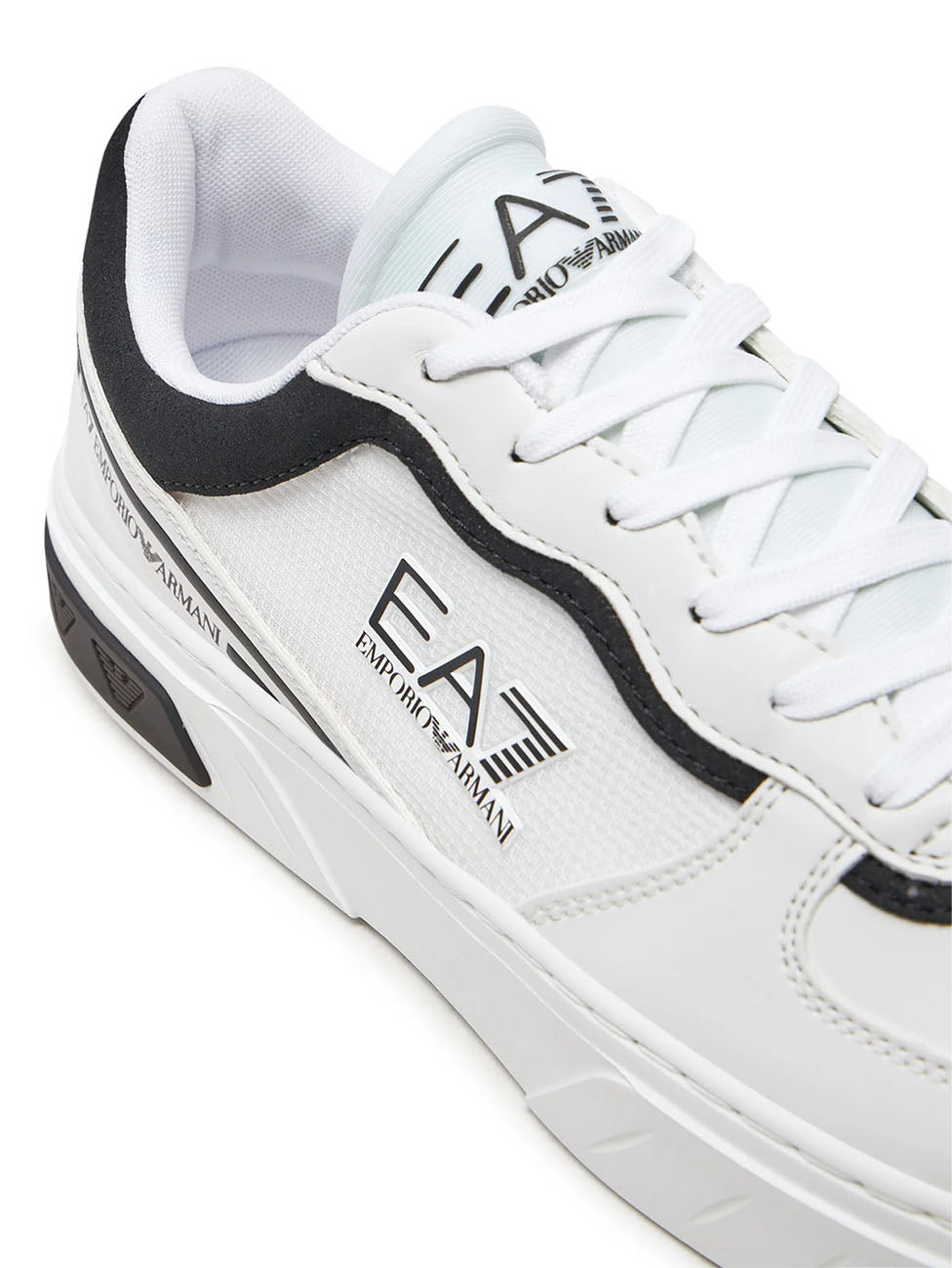 EA7 White & Black Court Premium Sneakers