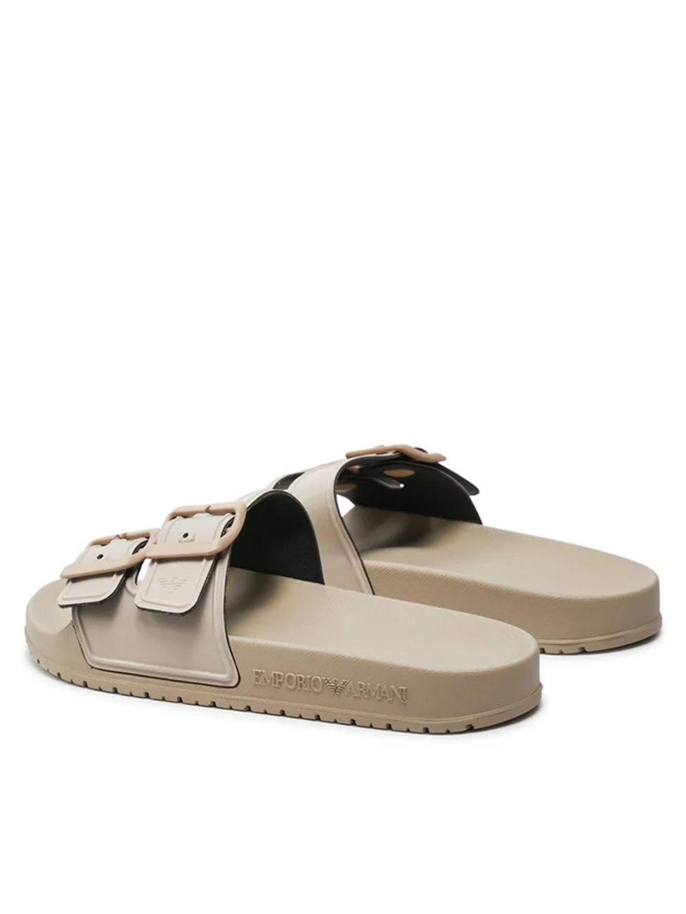 Emporio Armani Beige Double Band Rubber Slippers