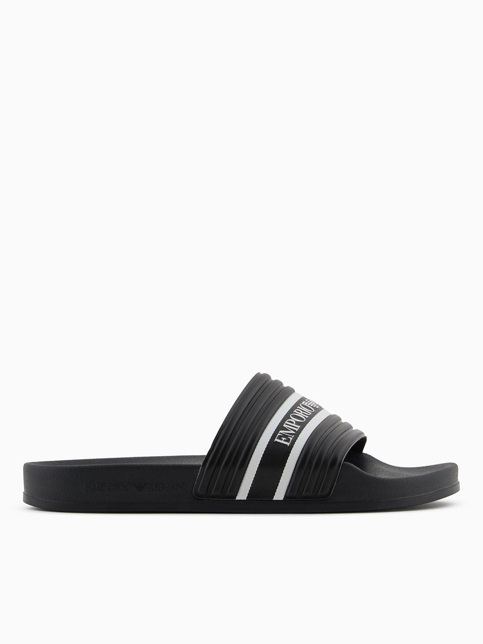Emporio Armani Black & White Logo Tape Slippers