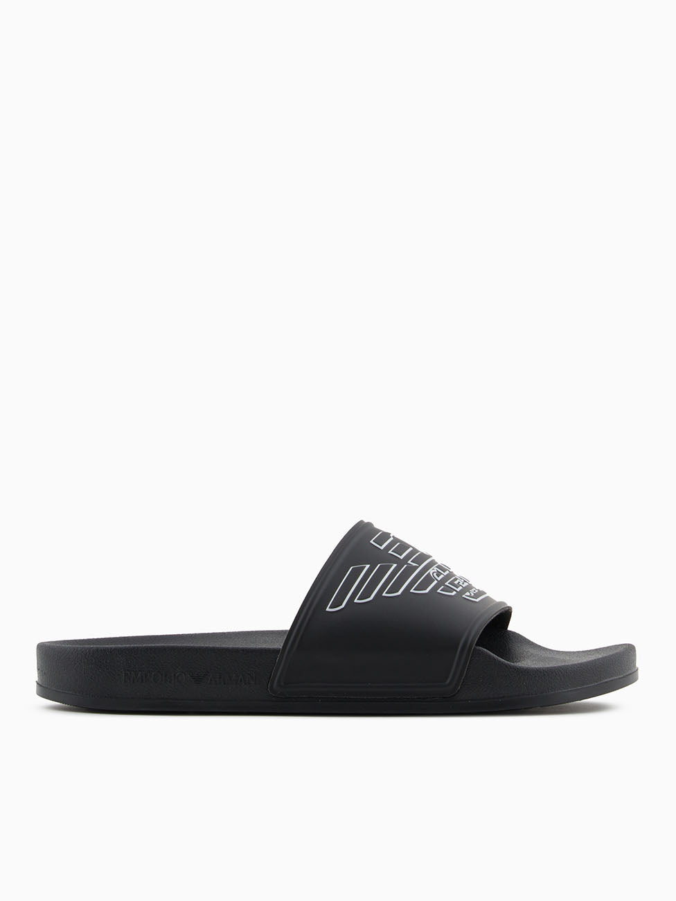 Emporio Armani Black & White Embossed Eagle Slippers