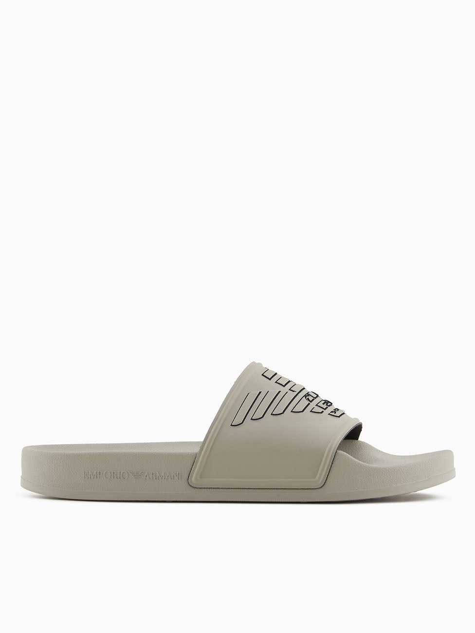 Emporio Armani Plaza Black Embossed Eagle Slippers