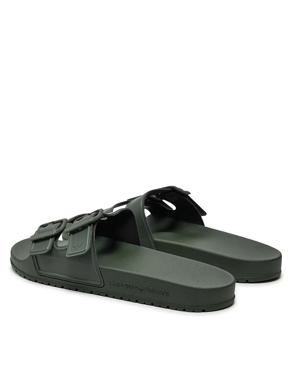 Emporio Armani Kaki Double Band Rubber Slippers